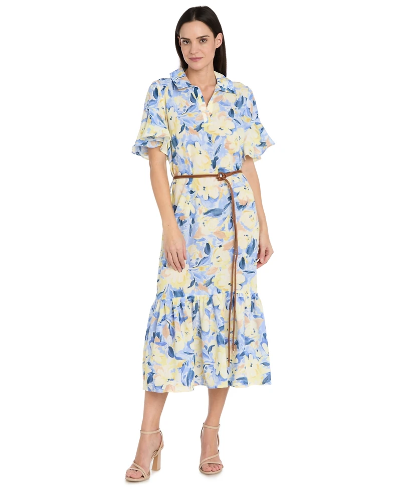 Rm Richards Women's Collared Midi Shirt Dress