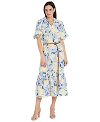 Rm Richards Women's Collared Midi Shirt Dress