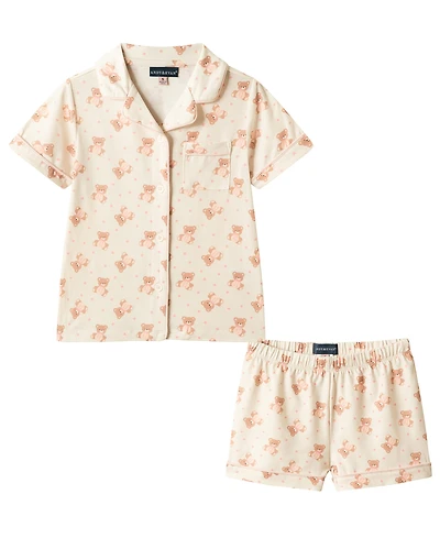 Andy & Evan Girls' Toddler 2T-4T Button-Down Shirt and Shorts Pajama Set
