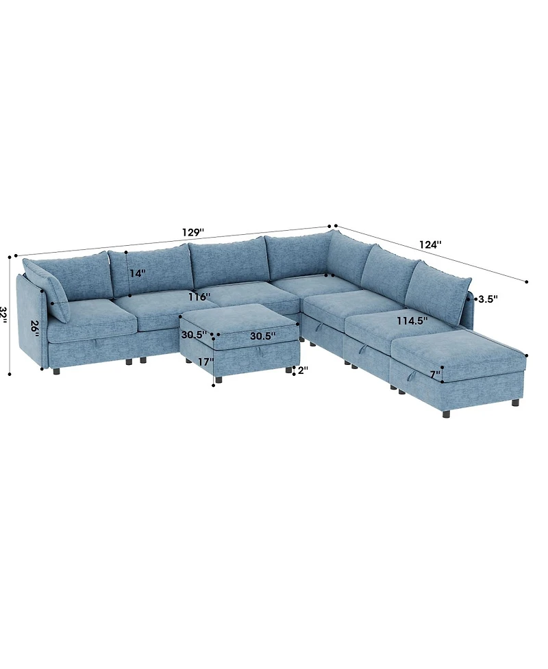 Streamdale Furniture Modular Sectional Sofa with Storage & Sleeper - Flexible Fabric Combinations
