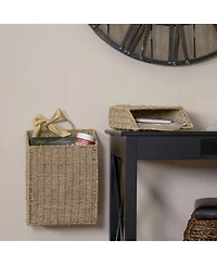 Household Essentials Rectangular Wicker Hanging Baskets, Set of 2, Small and Large