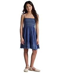 Polo Ralph Lauren Girls' 7-16 Smocked Eyelet Cotton Jersey Dress