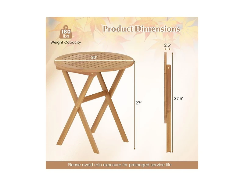 Slickblue Patio Side Table with Slatted Top and Sturdy X-Shape Structure