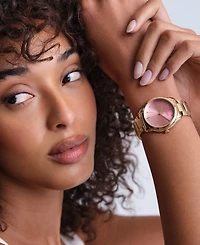 Olivia Burton Women's Colourwave Rose Gold Tone Stainless Steel Bracelet Watch, 36mm