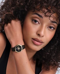 Olivia Burton Women's Ob Classic Bee Black Leather Strap Watch, 29.8mm