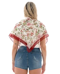 Marcus Adler Satin Floral Polka Dot Square Scarf