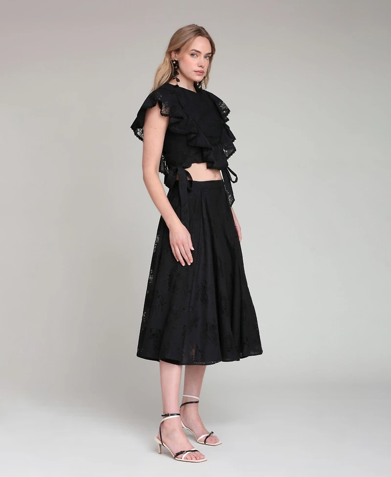 Avec Les Filles Women's Ruffle-Trimmed Top