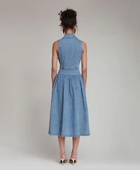 Avec Les Filles Women's Spread Collar Midi Dress