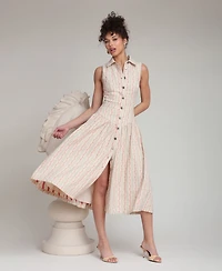 Avec Les Filles Women's Spread Collar Midi Dress