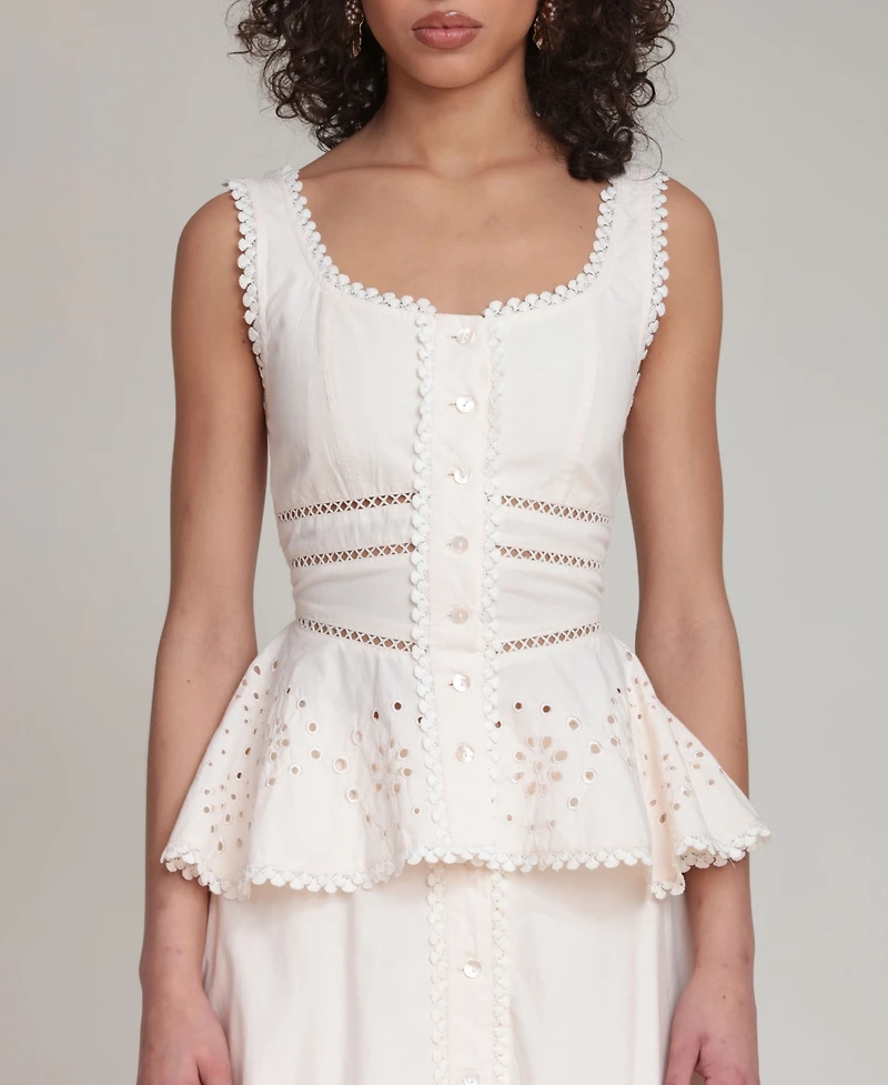 Avec Les Filles Women's Scoop Neck Peplum Top