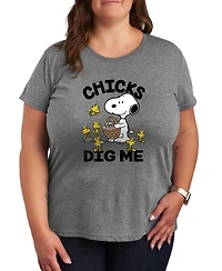 Hybrid Apparel Plus Peanuts Easter Chicks Dig Me Snoopy Short-Sleeve Graphic T-Shirt