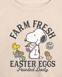 Hybrid Apparel Plus Peanuts Farm Fresh Easter Eggs French Terry Long-Sleeve T-Shirt
