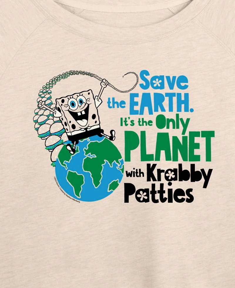 Hybrid Apparel Plus Square Pants Save The Earth French Terry Long-Sleeve T-Shirt