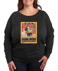 Hybrid Apparel Plus Wall-e New Hero Of Earth French Terry Long-Sleeve T-Shirt