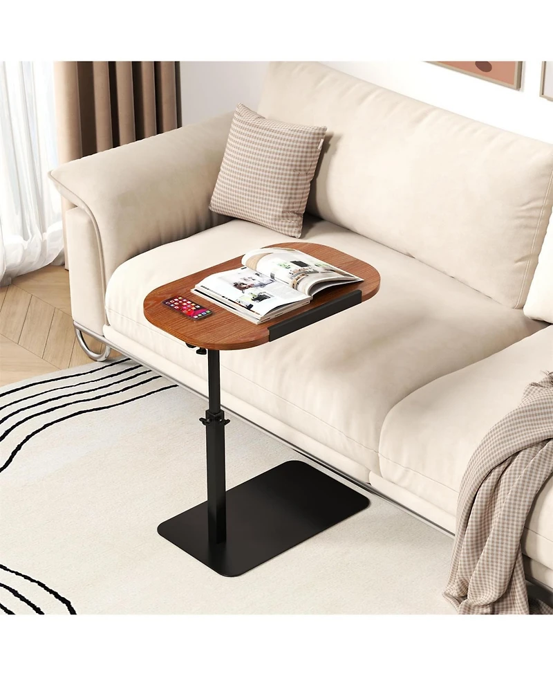 gaomon C Shaped End Table for Couch, 15.75"-31.5" Height Adjustable Side Table, Adjustable Armrest Tv Tray, Swivel Side Tables Sofa Trays fo