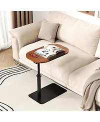 gaomon C Shaped End Table for Couch, 15.75"-31.5" Height Adjustable Side Table, Adjustable Armrest Tv Tray, Swivel Side Tables Sofa Trays fo