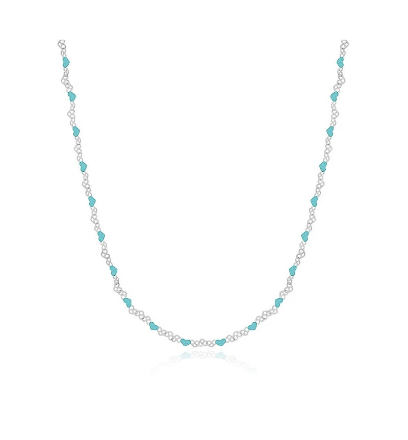 The Lovery Enamel Heart Link Necklace Sterling Silver