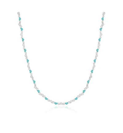 The Lovery Enamel Heart Link Necklace Sterling Silver