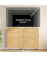 gaomon 5 Drawer Dresser, Storage Chest of Drawer, Drawer Chest Bedroom Organizer Cabinet with Gold Ring Pulls, Mid-Century Modern for Bedroom, Nursey