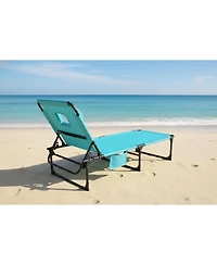 gaomon Tanning Chair with Face Hole Folding Beach Lounge Chair,5-Position Adjustable Backrest, Pillow & Side Pocket