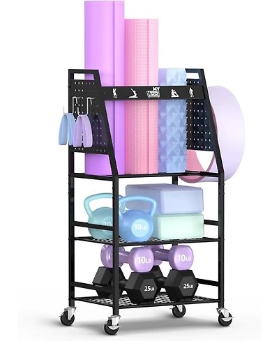 Mythinglogic Yoga Mat Storage Racks,Home Gym Storage Rack for Dumbbells Kettlebells Foam Roller,Workout Equipment Storage Organizer.