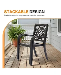 Aoodor Patio Dining Chairs Set of 2, Stackable Metal High Back Chairs Set , Garden, Yard, Deck, Porch and Poolside