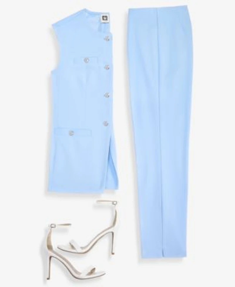 Anne Klein Four Button Vest Straight Pants
