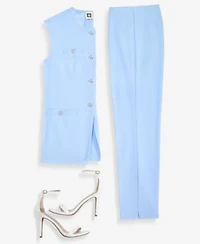 Anne Klein Four Button Vest Straight Pants