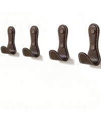 Yigii 4Pc Leather-Wrapped Zinc Alloy Wall Hooks for Home