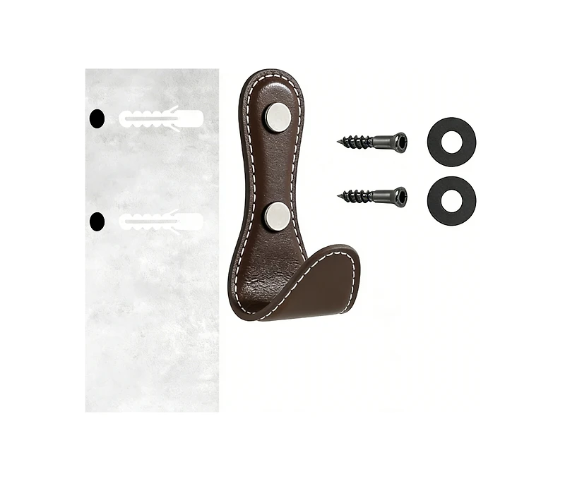 Yigii 4Pc Leather-Wrapped Zinc Alloy Wall Hooks for Home