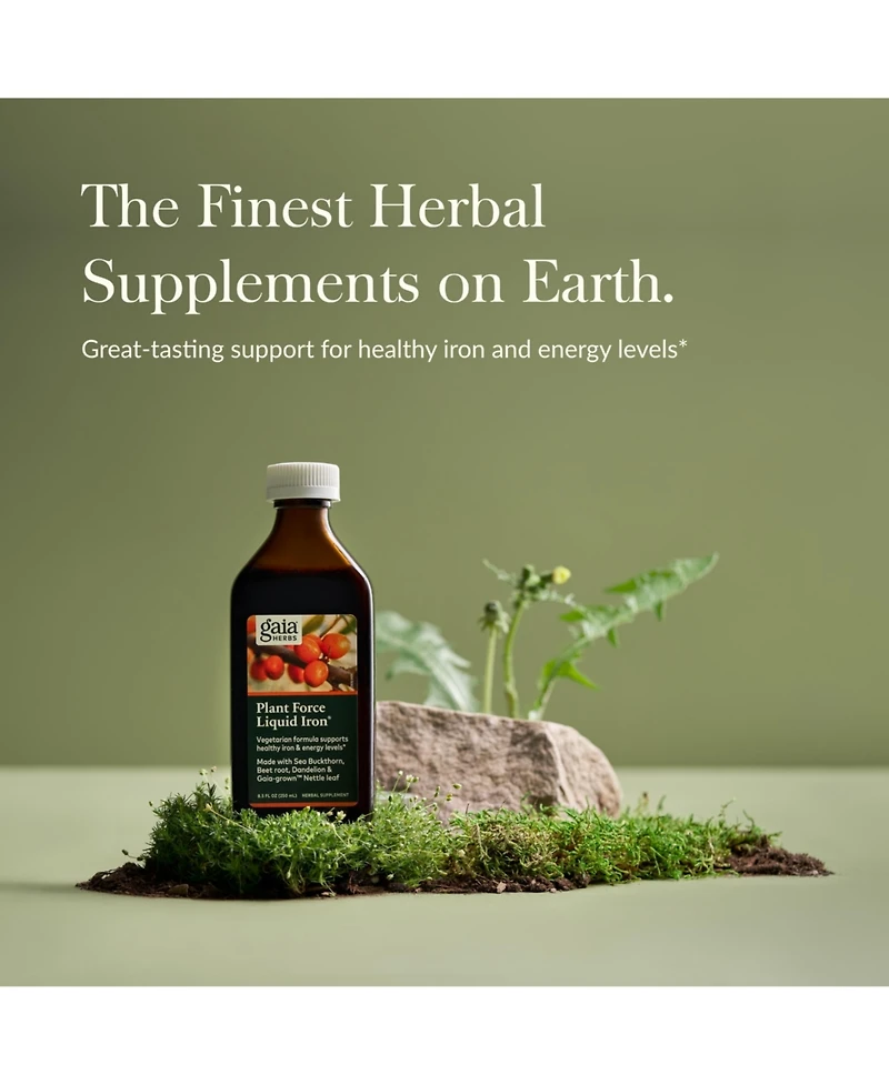 Gaia Herbs Plant Force Liquid Iron - Vegetarian Iron Supplement to Help Maintain Healthy Iron & Energy Levels