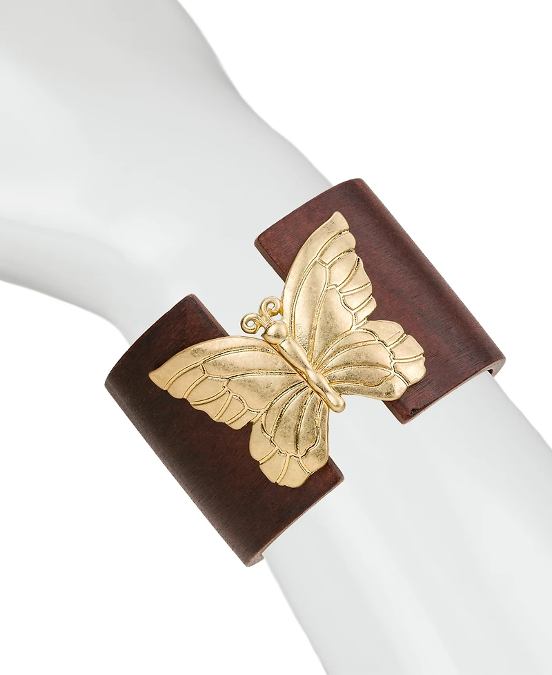 Patrica Nash Gold-Tone Plated Hinged Cuff Butterfly Earrings