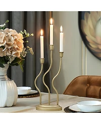 LuxenHome Metal 3-Taper Candle Holder Tabletop Sculpture
