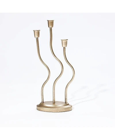LuxenHome Metal 3-Taper Candle Holder Tabletop Sculpture