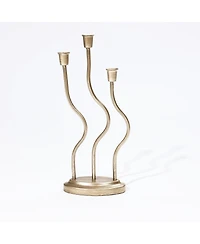 LuxenHome Metal 3-Taper Candle Holder Tabletop Sculpture