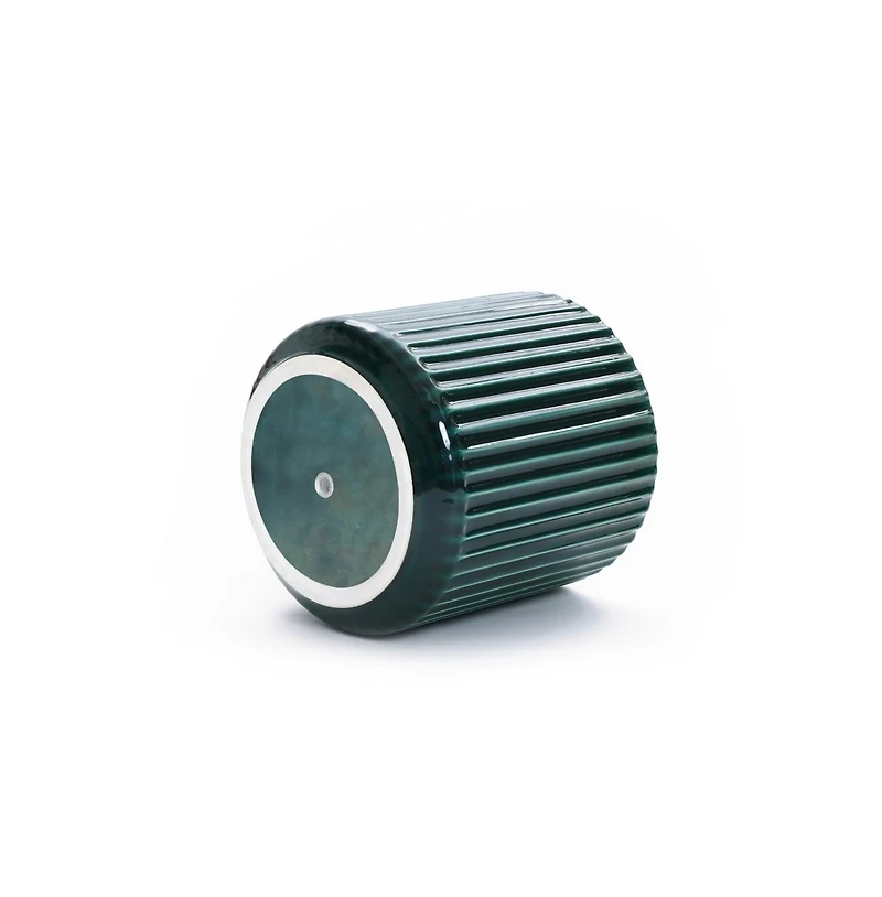 LuxenHome Jade Green Ribbed 11.4-Inch Round Ceramic Planter