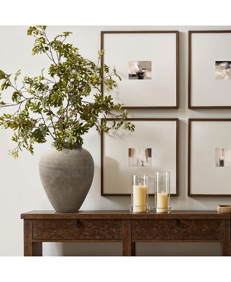 LuxenHome Rustic Ceramic Vase, 12.4" Tall Terracotta Pot with Earthy Gray-Brown Finish, Handcrafted