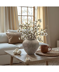 LuxenHome Rustic Ceramic Vase, 10.2" Tall Terracotta Pot with Earthy Gray-Brown Finish, Handcrafted