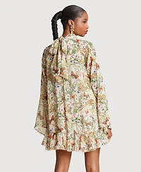 Avec Les Filles Women's High Neck Ruffle Mini Dress