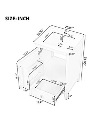 Sillysis 20" Bathroom Vanity with Ceramic Sink, Modern Freestanding Mdf Cabinet, Storage Rack Drawer Soft Close for Small Spaces