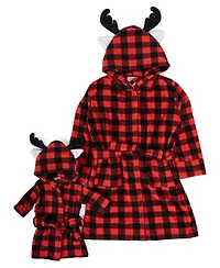 Leveret Toddler Girls Matching Doll Fleece Hooded Robe