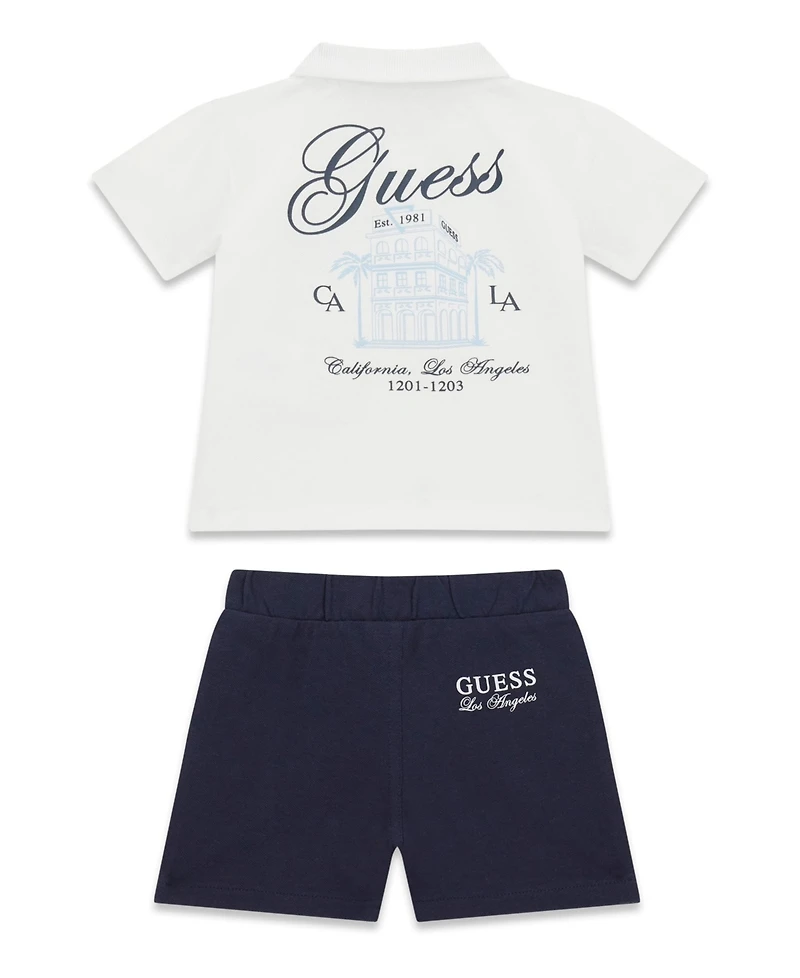 Guess Baby Boys' Short-Sleeve Piquet Polo and Short, 2-Piece Set