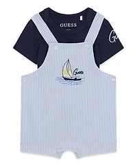 Guess Baby Boys' Short-Sleeve Bodysuit and Seersucker Shortall, 2-Piece Set