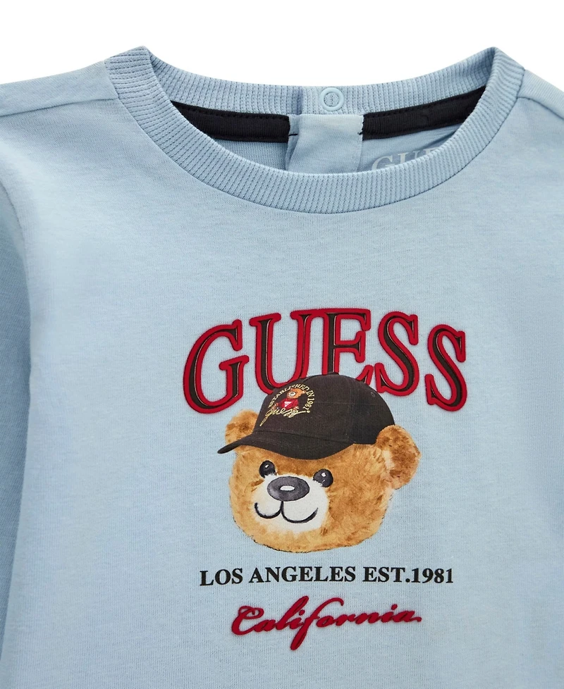 Guess Baby Boys' Long-Sleeve Top and Knit Denim Pants, 2-Piece Set