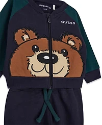 Guess Baby Boys' Long-Sleeve Zip-Up Top and Sweatpant, 2-Piece Set