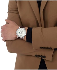 Lacoste Men's Replay Brown Leather Strap Watch, 43mm