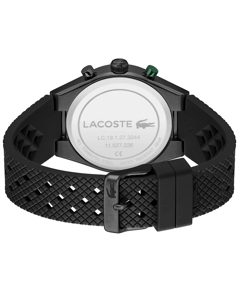 Lacoste Men's Line Racer Black Silicone Strap Watch, 42mm