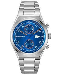 Lacoste Men's Line Racer Silver Tone Stainless Steel Bracelet Watch, 42mm