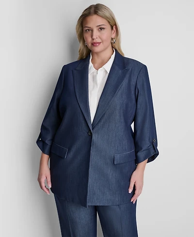 Dkny Plus Long-Sleeve One Button Roll Cuff Jacket