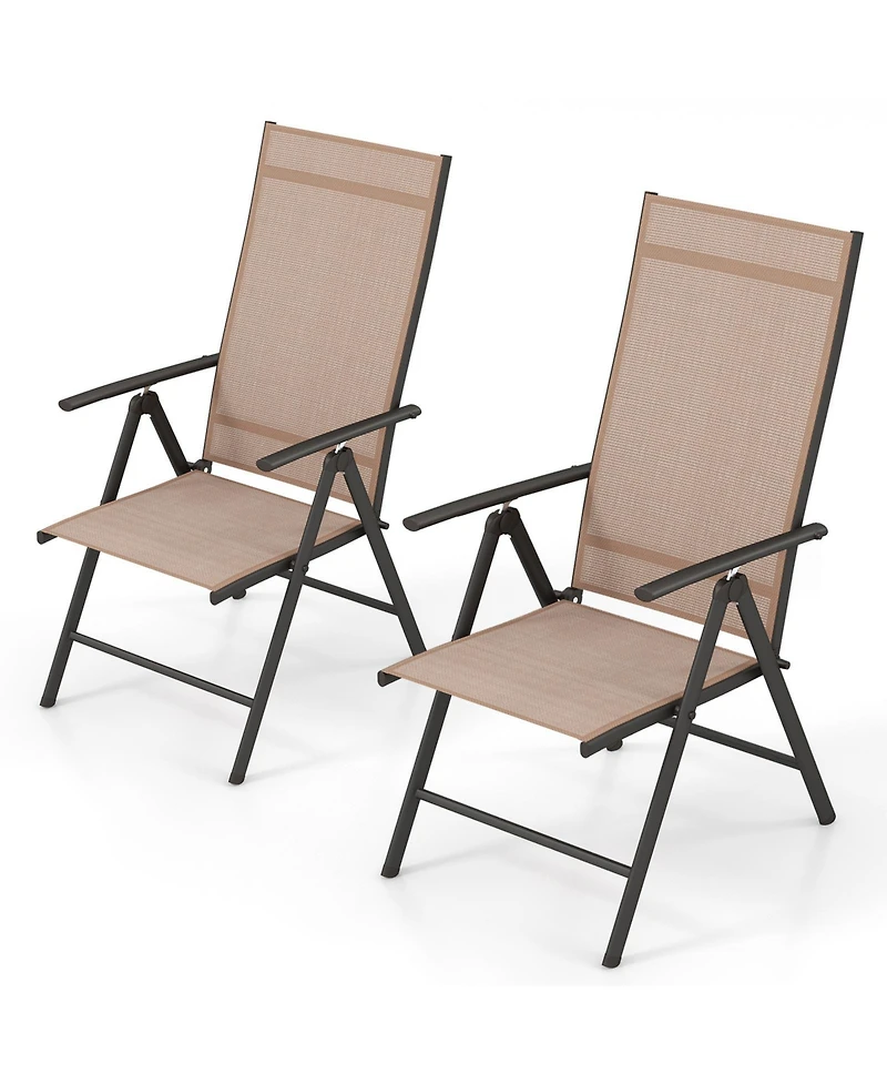 Gymax 4PCS Patio Folding Dining Chair w/ 7-Level Adjustable High Backrest for Garden
